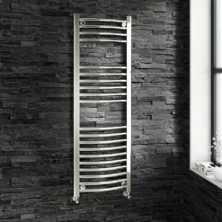 Brenton Chrome Curved Heated Towel Radiator - 22mm - 800 X 400mm -Vado Shop brenton 22mm curved 1200x400 towel rail lifestyle