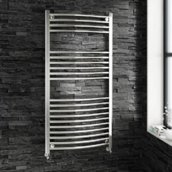 Brenton Chrome Curved Heated Towel Radiator - 22mm - 800 X 400mm -Vado Shop brenton 22mm curved 1200x600 towel rail lifestyle