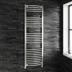 Brenton Chrome Curved Heated Towel Radiator - 22mm - 800 X 400mm -Vado Shop brenton 22mm curved 1600x500 towel rail lifestyle