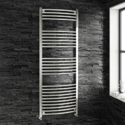 Brenton Chrome Curved Heated Towel Radiator - 22mm - 800 X 400mm -Vado Shop brenton 22mm curved 1600x600 towel rail lifestyle