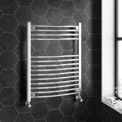 Brenton Chrome Curved Heated Towel Radiator - 22mm - 800 X 400mm