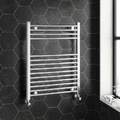 Brenton Chrome Straight Heated Towel Radiator - 22mm - 800 X 500mm -Vado Shop brenton 22mm straight towel rail 800x600 chrome lifestyle