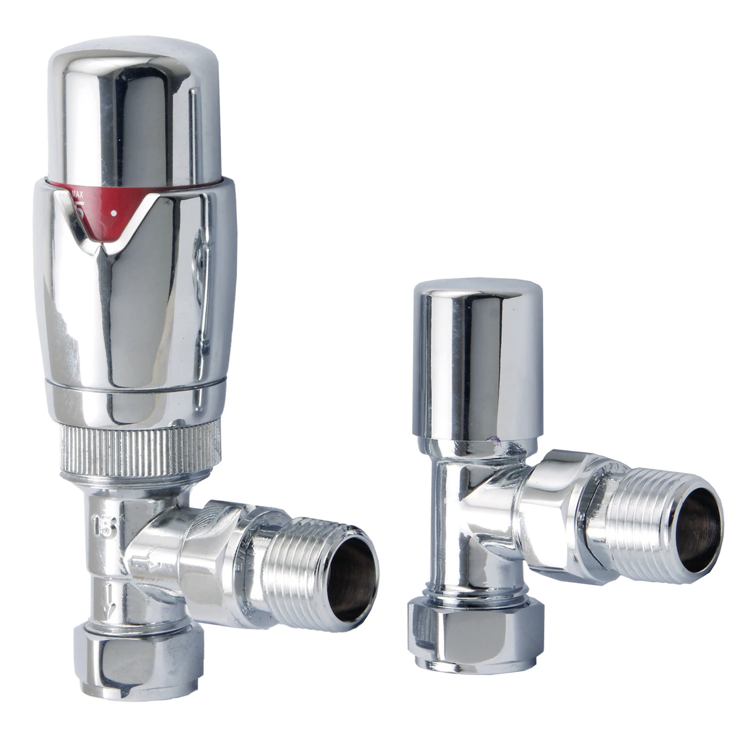 Brenton Thermostatic Straight Radiator Valves - Chrome 1 Brenton Thermostatic Straight Radiator Valves - Chrome