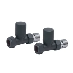 Brenton 15mm Straight Manual Radiator Valves - Anthracite