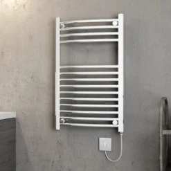 Brenton Apollo Electric Curved Heated Towel Rail - 800 X 500mm - Thermostatic Element