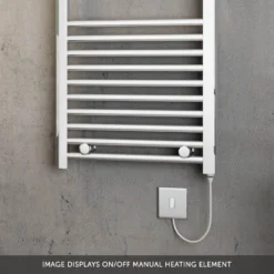 Brenton Apollo Electric Straight Heated Towel Rail - 1000 X 500mm - Thermostatic Element -Vado Shop brenton apollo electric manual element