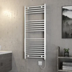 Brenton Apollo Electric Straight Heated Towel Rail - 1200 X 500mm - Thermostatic Element