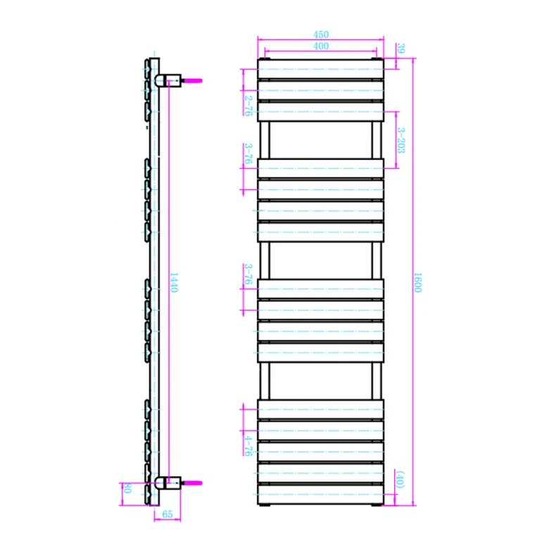 Brenton Avezzano Matt Anthracite Flat Panel Heated Towel Rail - 1600 X 450mm 3 Brenton Avezzano Matt Anthracite Flat Panel Heated Towel Rail - 1600 X 450mm - Image 3