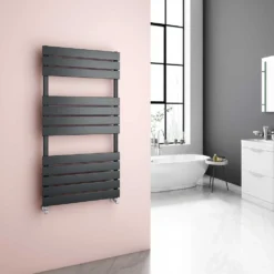 Brenton Avezzano Matt Anthracite Flat Panel Heated Towel Rail - 1200 X 600mm -Vado Shop brenton avezzano grey flat panel rail 1200x600 1