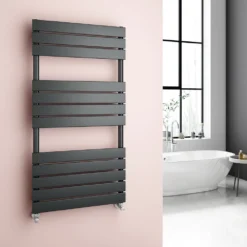 Brenton Avezzano Matt Anthracite Flat Panel Heated Towel Rail - 1200 X 600mm