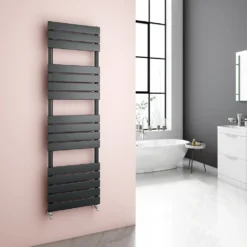 Brenton Avezzano Matt Anthracite Flat Panel Heated Towel Rail - 1600 X 450mm
