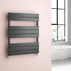 Brenton Avezzano Matt Anthracite Flat Panel Heated Towel Rail - 800 X 600mm
