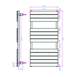 Brenton Avezzano Matt Anthracite Flat Panel Heated Towel Rail - 1200 X 600mm -Vado Shop brenton avezzano panel heated rail 1200x600mm tech5B15D