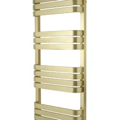 Brenton Brushed Brass Heated Towel Rail - 1200 X 500mm -Vado Shop brenton brushed brass heated towel rail 1200x500 detail scaled