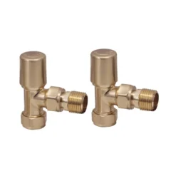 Brenton 15mm Angled Manual Radiator Valves - Brushed Brass