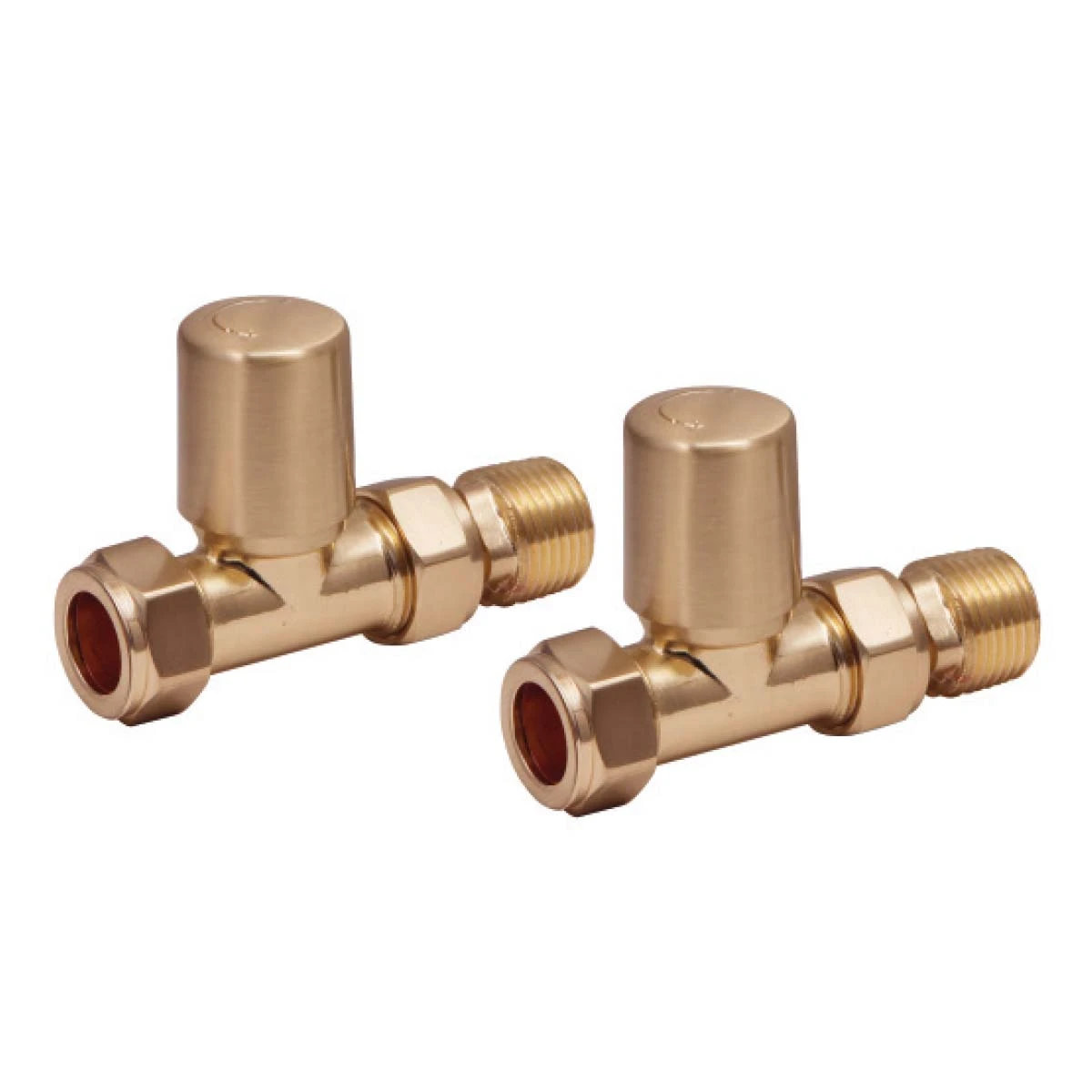 Brenton 15mm Straight Manual Radiator Valves - Brushed Brass 1 Brenton 15mm Straight Manual Radiator Valves - Brushed Brass
