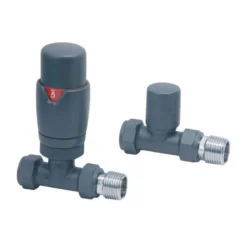 Brenton Designer Straight Thermostatic Radiator Valves - Anthracite