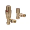 Brenton Designer Angled Thermostatic Radiator Valves - Brushed Brass
