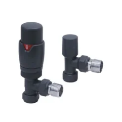 Brenton Designer Angled Thermostatic Radiator Valves - Carbon Anthracite