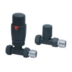 Brenton Designer Straight Thermostatic Radiator Valves - Carbon Anthracite
