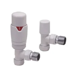 Brenton Designer Angled Thermostatic Radiator Valves - White