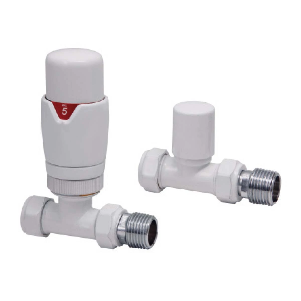 Brenton Designer Straight Thermostatic Radiator Valves - White 1 Brenton Designer Straight Thermostatic Radiator Valves - White