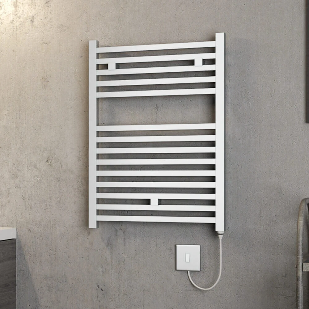 Brenton Helios Electric Straight Square Chrome Heated Towel Rail - 690 X 500mm 1 Brenton Helios Electric Straight Square Chrome Heated Towel Rail - 690 X 500mm