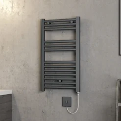 Brenton Hestia Electric Straight Anthracite Heated Towel Rail - 720 X 400mm