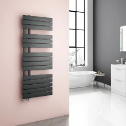 Brenton Fontana Anthracite Flat Panel Offset Heated Towel Rail - 1380 X 500mm