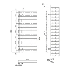 Brenton Fontana Anthracite Flat Panel Offset Heated Towel Rail - 1126 X 500mm 7 Brenton Fontana Anthracite Flat Panel Offset Heated Towel Rail - 1126 X 500mm -Vado Shop brenton fontana offset heated rail 1126x500 tech