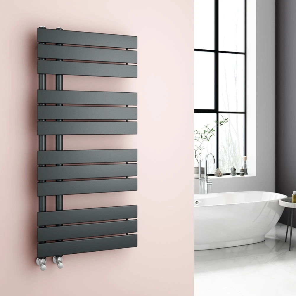 Brenton Fontana Anthracite Flat Panel Offset Heated Towel Rail - 1126 X 500mm 1 Brenton Fontana Anthracite Flat Panel Offset Heated Towel Rail - 1126 X 500mm