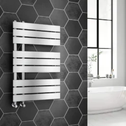 Brenton Fontana Anthracite Flat Panel Offset Heated Towel Rail - 824 X 500mm