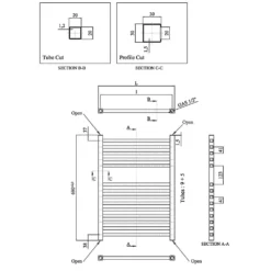 Brenton Helios Electric Straight Square Chrome Heated Towel Rail - 690 X 500mm 7 Brenton Helios Electric Straight Square Chrome Heated Towel Rail - 690 X 500mm -Vado Shop brenton helios square electric rail 690mm tech