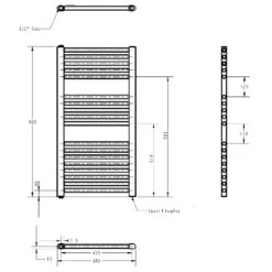 Brenton Hestia Electric Straight Anthracite Heated Towel Rail - 920 X 480mm -Vado Shop brenton hestia electric rail 920x480mm tech