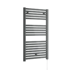 Brenton Hestia Electric Straight Anthracite Heated Towel Rail - 920 X 480mm -Vado Shop brenton hestia electric towel rail 920x480mm grey