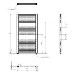 Brenton Hestia Electric Straight White Heated Towel Rail - 920 X 480mm -Vado Shop brenton hestia electric towel rail 920x480mm tech