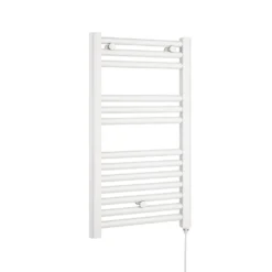 Brenton Hestia Electric Straight White Heated Towel Rail - 720 X 400mm -Vado Shop brenton hestia white electric towel rail 720x400mm