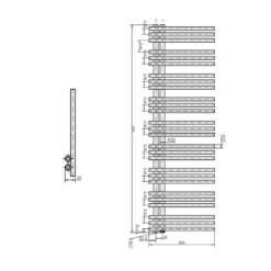 Brenton Montagna Heated Towel Rail - 1600 X 500mm -Vado Shop brenton montagna heated towel rail 1600x500mm tech