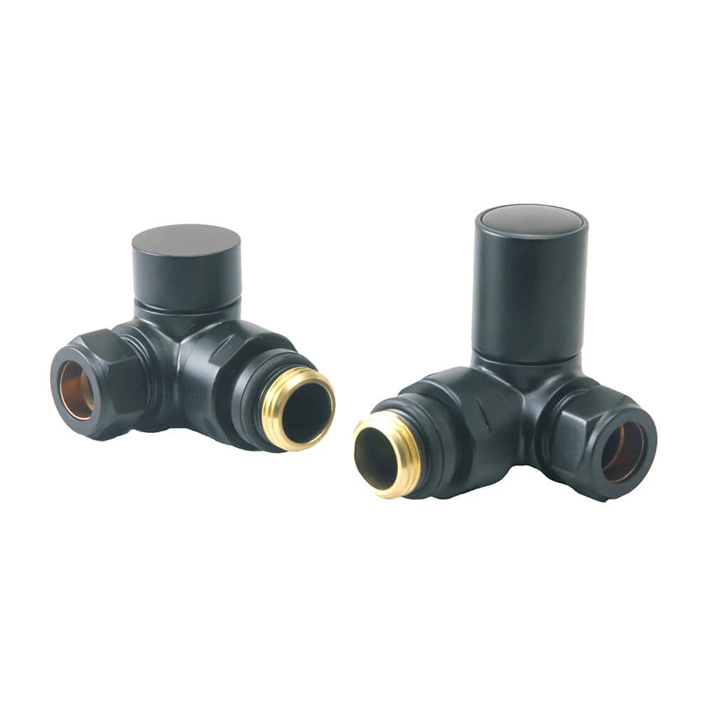 Brenton Round Straight Radiator Valves - Matt Black 2 Brenton Round Straight Radiator Valves - Matt Black - Image 2