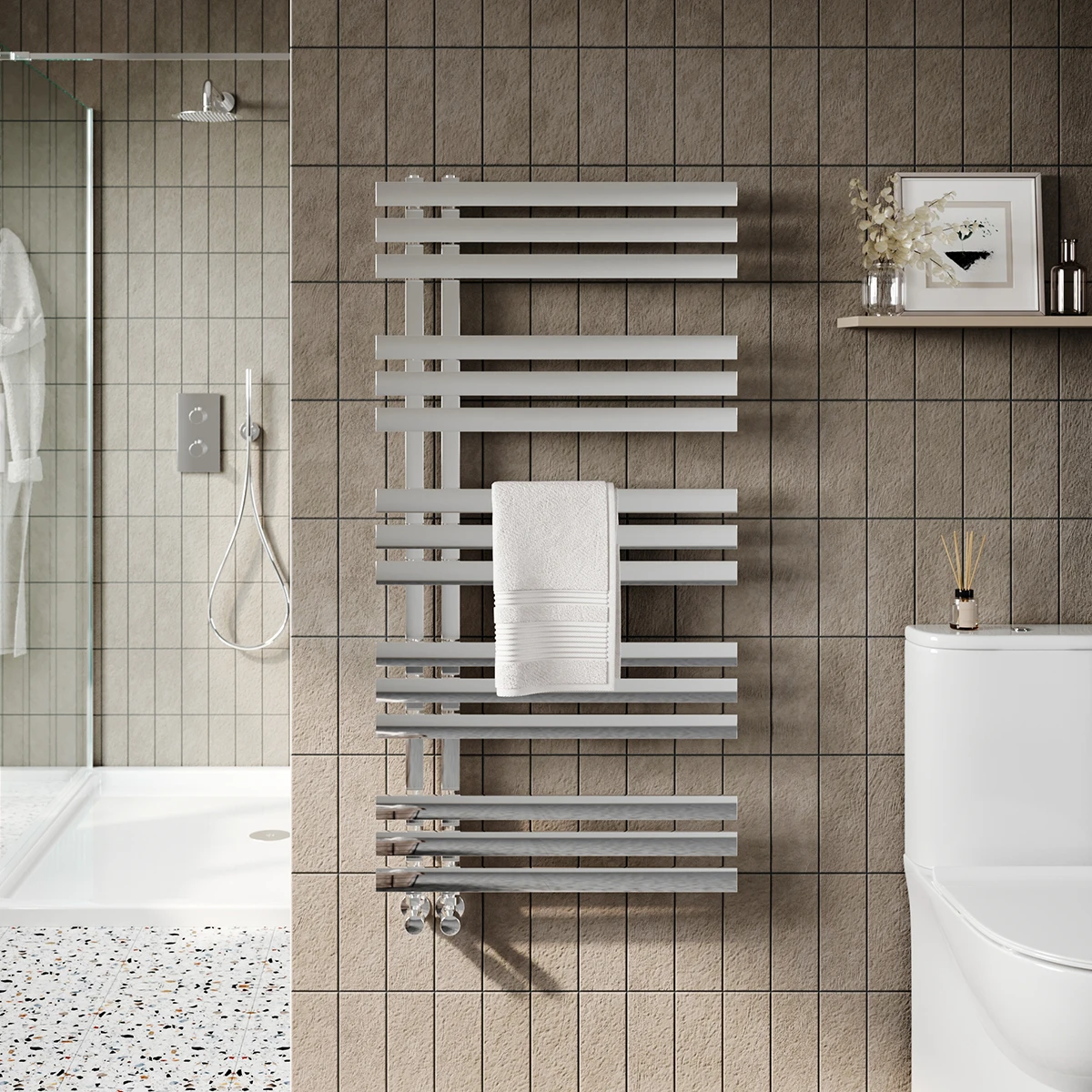 Brenton Sanford Matt Carbon Anthracite Flat Panel Heated Towel Rail - 1200 X 600mm 2 Brenton Sanford Matt Carbon Anthracite Flat Panel Heated Towel Rail - 1200 X 600mm - Image 2