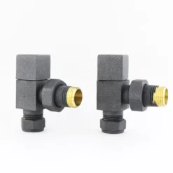 Brenton Square Angled Radiator Valves - Anthracite -Vado Shop brenton square angled radiator valve anthracite
