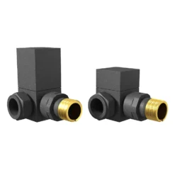 Brenton Square Angled Radiator Valves - Anthracite