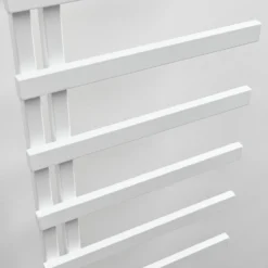 Brenton Steller Matt White Flat Panel Heated Towel Rail - 1150 X 500mm -Vado Shop brenton steller 1150x500mm white heated towel rail close up 2