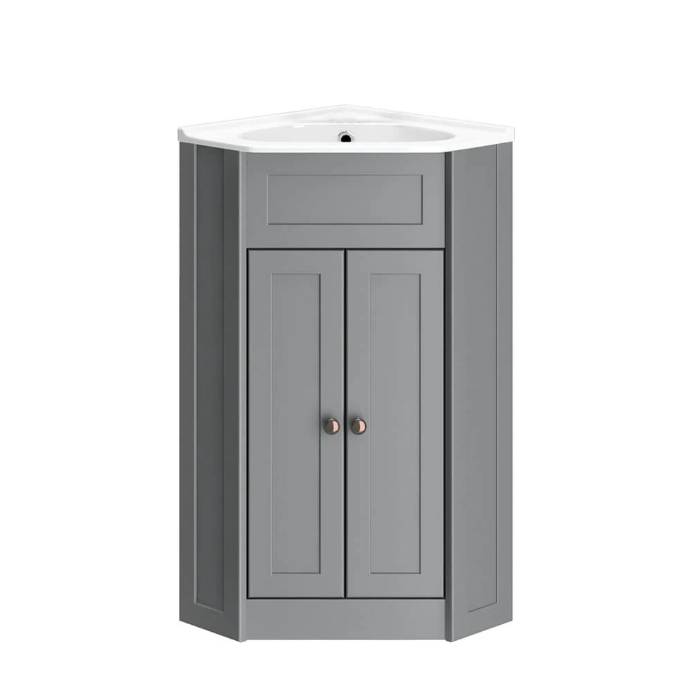 Butler & Rose Catherine Corner Cloakroom Traditional Vanity Unit - Matt Grey 5 Butler & Rose Catherine Corner Cloakroom Traditional Vanity Unit - Matt Grey - Image 5