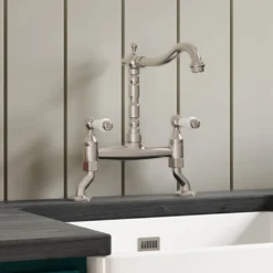Butler & Rose Alba French Kitchen Bridge Mixer - Brushed Nickel -Vado Shop butler and rose alba kitchen bridge mixer brushed nickel lifestyle2
