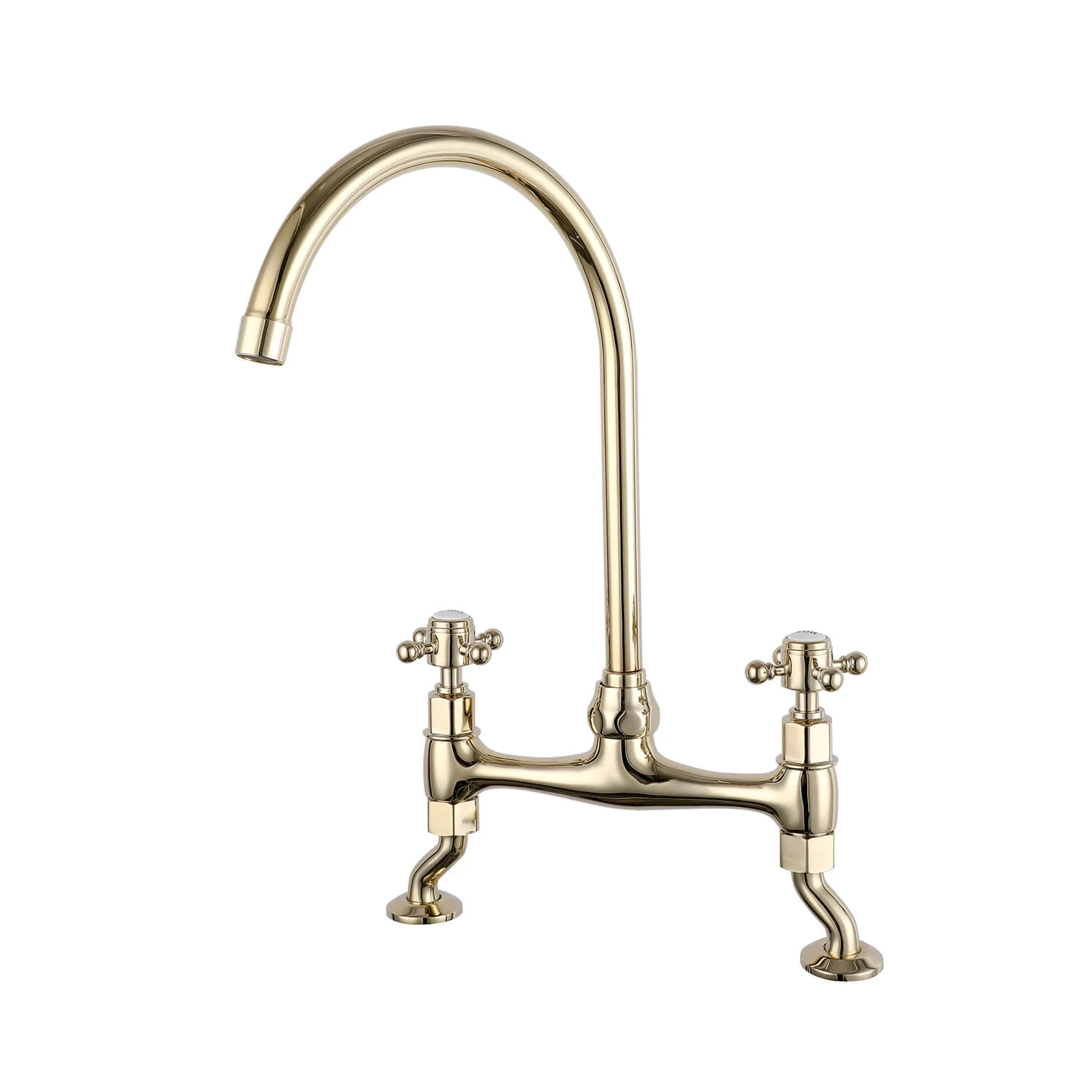 Butler & Rose Barbier Crosshead Kitchen Bridge Mixer Tap - Gold 1 Butler & Rose Barbier Crosshead Kitchen Bridge Mixer Tap - Gold