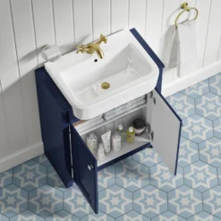 Butler & Rose Darcy Traditional Floorstanding Vanity Unit With Belfast Basin - Chalk White -Vado Shop butler and rose belfast sapphire vanity unit lifestyle 2 scaled