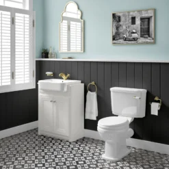 Butler & Rose Darcy Traditional Floorstanding Vanity Unit With Belfast Basin - Chalk White -Vado Shop butler and rose belfast white vanity unit lifestyle 3 scaled