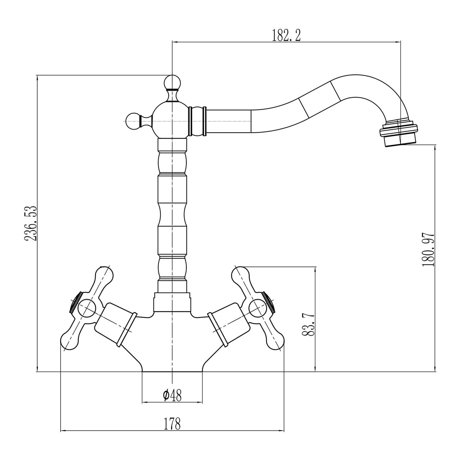 Butler & Rose Alba French Mono Kitchen Mixer - Antique Brass 4 Butler & Rose Alba French Mono Kitchen Mixer - Antique Brass - Image 4