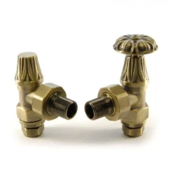 Butler & Rose Mozart Angled Radiator Valve And Lockshield - Old English Brass